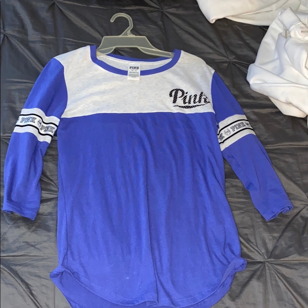 blue and white pink long sleeve